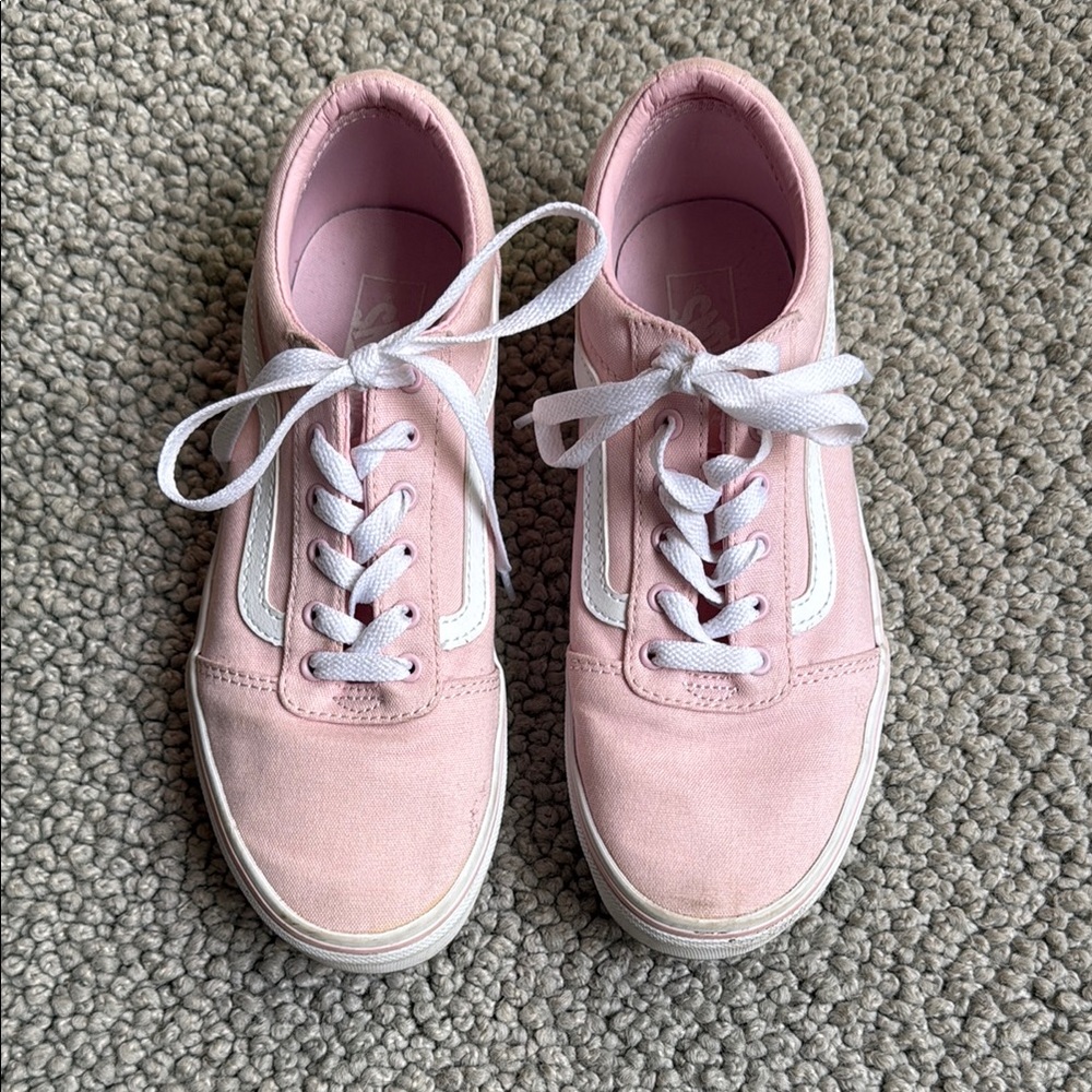 Vans Girls Pink Canvas Sneakers | Size 4.5